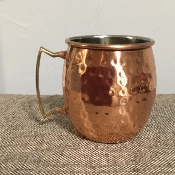 Hammered Copper Mugs with Brass Handles, set of 4. - Picture 3 of 9